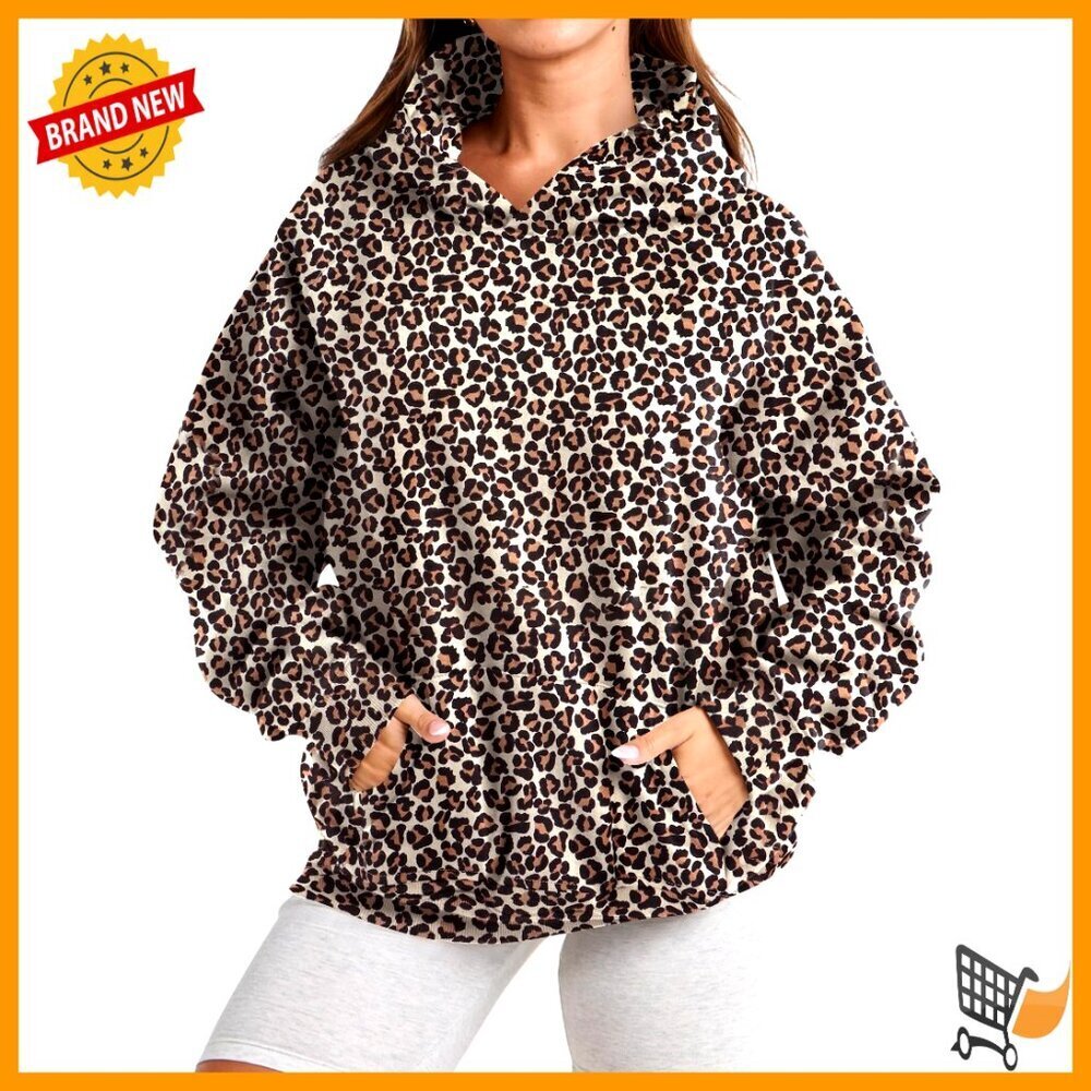 Oversized Hooded Pullover Sweatshirt Fleece Long Sleeve Y2K Streetwear